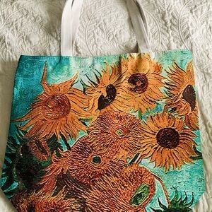 VAN GOGH Sunflower Tote Bag with Straps and Zipper 🌻